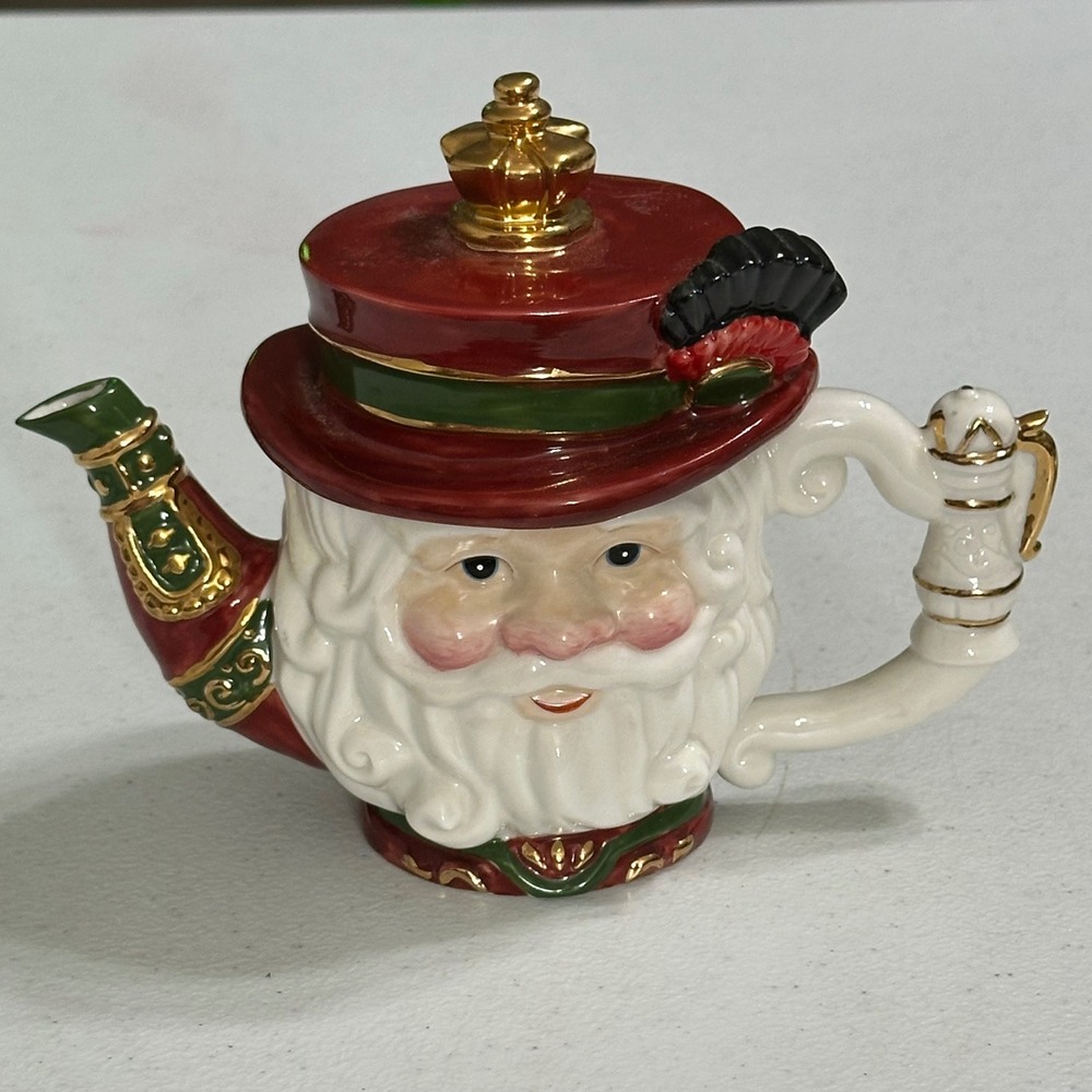 Bavarian Claus Santa Figural Ceramic Teapot & Mug Set Christmas Seasonal Decor - Picture 3 of 9